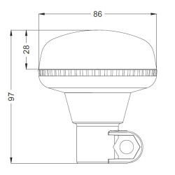 Švyturys LED, žemo profilio, 15W, 12-24V, gintaro spalvos, DIN stulpas, Ø 86mm x97mm LA20093