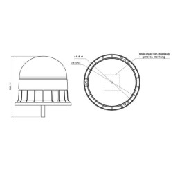 Švyturys LED, 17W, 12-24V, gintaro spalvos, su sriegiu, Ø 146x140mm, E-VENUS by Sacex 2143L14E08