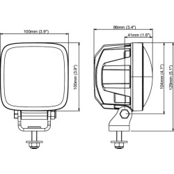 Darbinis šviesos diodas, 28 W, 1950 lm, kvadratas, 12/24 V, skaidrus, prisukamas, 85x100x129 mm, Deutsch 2-pin, Wide Flood, 1 LE