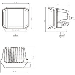 Darbinis šviesos diodas, 70W, 8400lm, kvadratinis, 12/24V, baltas/oranžinis, 97x77x75mm Deutsch kištukas, Flood, 10 LED LA10612