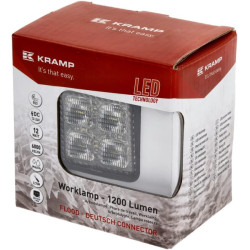 Darbinis šviesos diodas, 12W, 1200lm, kvadratinis, 12/24V, baltas, 53,7x75,5x32,3 mm Deutsch kištukas, Flood, 8LED LA10605