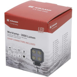 Darbinis šviestuvas LED, 20W, 3000lm, kvadratinis, baltas, 75x47x107,5mm,Deutsch 2 kontaktų, potvynis, Kramp (dėžutė po 10 vnt) 