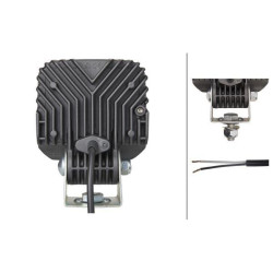 Darbinis šviesos diodas, 1000 lm, kvadratinis, 12/24V, baltas, spaustukas, taškinis spindulys, 4 šviesos diodai, Hella 1GA996284