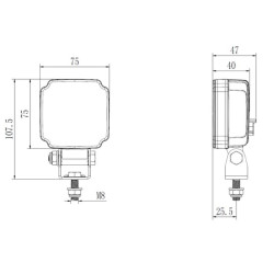 Darbinis šviesos diodas, 20 W, 3000 lm, kvadratinis, baltas, 75x47x107,5 mm, vokiečių 2 kontaktų, potvynis, Kramp LA10905