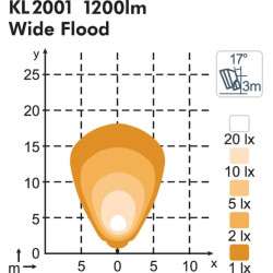 Darbinis šviesos diodas, 20W, 1900lm, kvadratinis, 12/24V, baltas, 59x104x94mm, Deutsch 2 kontaktų, platus užliejimas, 6 LED, KL