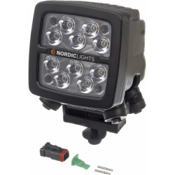 Darbinis šviesos diodas, 50 W, 6700 lm, kvadratinis, 12/24 V, skaidrus, užsukamas, 104x108x143 mm, Deutsch 2 kontaktų, taškinis 