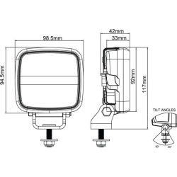 Darbinis šviesos diodas, 16 W, 1600 lm, kvadratinis, 12/24 V, baltas, užsukamas, Deutsch 2-pin, Flood, 6 LED, Scorpius GO 410 by