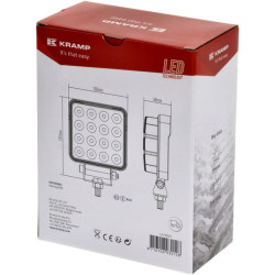 Darbinis šviesos diodas, 25W, 3040lm, kvadratinis, 10/30V, 108x48x108mm, potvynis, 16 LED, Kramp LA10023