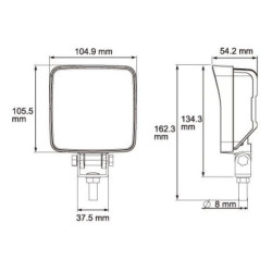 Darbinis šviesos diodas, 18W, 1440lm, kvadratinis, 9/33V, skaidrus, užsukamas, 134,3x54x104,9 mm LA22810