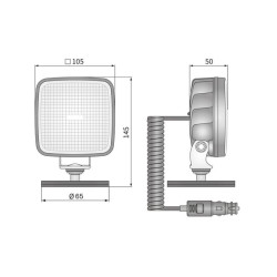 Darbinis šviesos diodas su jungikliu, R23, 22W, 1600lm, kvadratinis, 12-24V, 145x105x50mm, platus potvynis, Wesem CRK2B5429002