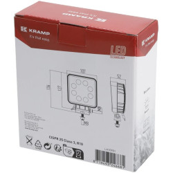 Darbinis šviestuvas LED, 24W, 2000lm, kvadratas, baltas, 107x52x136mm, potvynis, Kramp (dėžutė po 10 vnt) LA10901BOX