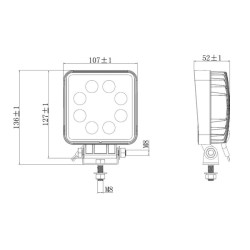 Darbinis šviestuvas LED, 24W, 2000lm, kvadratas, baltas, 107x52x136mm, potvynis, Kramp (dėžutė po 10 vnt) LA10901BOX