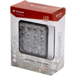 Darbinis šviesos diodas, 25W, 3040lm, kvadratinis, 10/30V, 108x48x108mm, taškinis spindulys, 16 šviesos diodų, Kramp LA10024