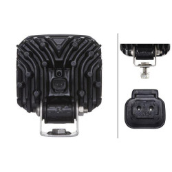 Darbinis šviesos diodas, 2000lm, kvadratinis, 12/24V, skaidrus, 100x85mm Deutsch kištukas, 9 šviesos diodai, Hella 1GA995506031