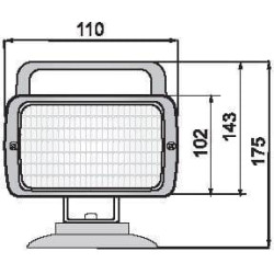 Darbinis kvadratinis šviestuvas, 12/24V, skaidrus, magnetinis, 110x110x175mm, Ajba 1400150020