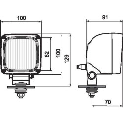 Darbinis kvadratinis šviestuvas, 12/24V, skaidrus, prisukamas, 100x91x134mm, Wesem 1400630070
