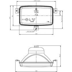 Priekinių žibintų įdėklas Halogeninis, stačiakampis, skaidrus, 155x96,3x92mm, Cobo 05630000