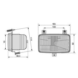 Priekinių žibintų įdėklas Halogeninis, stačiakampis, skaidrus, 155x92x96,3 mm, Cobo 0507800000