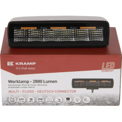 Darbinis netiesioginis šviesos diodas, 30 W, 2880 lm, stačiakampis, 12/24V, balta/oranžinė, 157x49,7x60 mm Deutsch kištukas, Flo