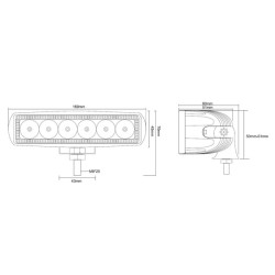 Darbinis šviestuvas LED, 18W, 1620lm, stačiakampis, baltas, 160x60x70mm, taškinis, Kramp (dėžutė 8 vnt) LA10902BOX