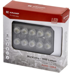 Darbinis šviesos diodas, 15W, 1900lm, stačiakampis, 10/30V, 150x37x100mm, potvynis, 10 LED, Kramp LA10021