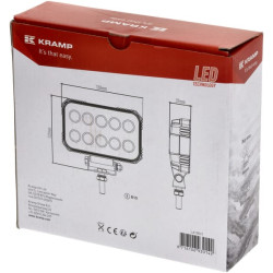 Darbinis šviesos diodas, 15W, 1900lm, stačiakampis, 10/30V, 150x37x100mm, potvynis, 10 LED, Kramp LA10021