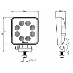 Darbinis šviestuvas LED, 27W, 2376lm, stačiakampis, baltas, 107x38,8x136mm, potvynis, Kramp (dėžutė po 10 vnt) LA10904BOX