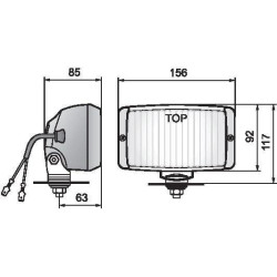 Darbinis žibintas halogeninis, stačiakampis, 12/24V, skaidrus, užsukamas, 156x117mm, Wesem 1400630060