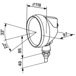 Darbinis žibintas 21W, apvalus, 12/24V, skaidrus, užsukamas, 144mm, Cobo 05143000