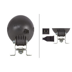Darbinis šviestuvas Halogenas, 55/70W, apvalus, 12/24V, skaidrus, korpusas: pilkas, 110x103x170mm AMP kištukas, Hella 1GM9961340