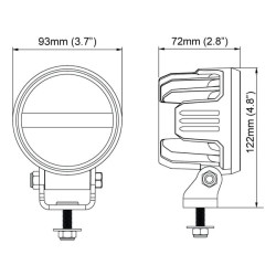 Darbinis šviesos diodas, 28 W, 2800 lm, apvalus, 12/24 V, baltas, užsukamas, 93x93x122 mm, Deutsch 2 kontaktų, platus užliejimas
