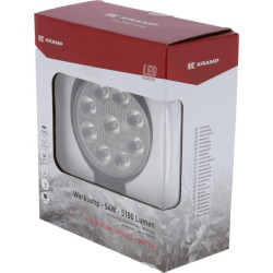 Darbinis šviesos diodas, 54W, 5100lm, apvalus, 12/24V, Ø133x75mm, Deutsch kištukas, Flood, 9LED, rankena + jungiklis LA10620