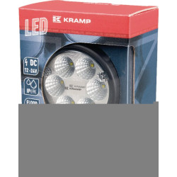 Darbinis šviesos diodas, 24W, 1500lm, apvalus, 10/30V, Ø 117mm Deutsch kištukas, Flood, 6 LED, Kramp LA10007