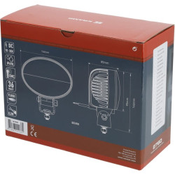 Darbinis šviesos diodas, 36W, 2760lm, ovalus, 10/30V, 144x85x96mm, potvynis, 12 LED, Kramp LA10059