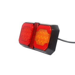 Daugiafunkcinis galinis šviesos diodas, 12-24V, 209x100x30mm, 1,5 m laidas, oranžinė/raudona, Kramp LA40090