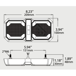 Daugiafunkcinis galinis šviesos diodas, 12-24V, 209x100x30mm, 1,5 m laidas, oranžinė/raudona, Kramp LA40090