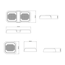 Daugiafunkcinis galinis šviesos diodas, 12-24V, 209x100x30mm, 1,5 m laidas, oranžinė/raudona, Kramp LA40090