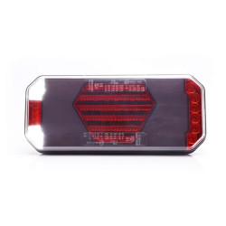 Daugiafunkcis galinis žibintas LED, dešinė, raudona/oranžinė/balta, 12-24V, 236x104x40.5mm LA40110R