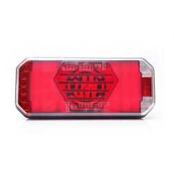 Daugiafunkcinis galinis žibintas LED, kairysis, su šoniniu valstybiniu numeriu, raudona/oranžinė/balta, 12-24V, 236x104x40.5mm L