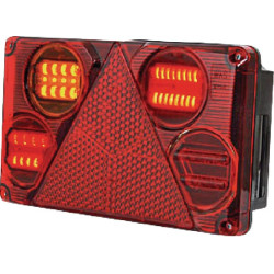 Daugiafunkcinis galinis KŠ žibintas LED, stačiakampis, 12-24V, 232x142x59mm, 5 kontaktų, Kramp LA40026