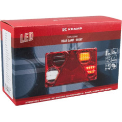 Daugiafunkcinis galinis dešinės šviesos diodas, stačiakampis, 12-24V, 232x142x59mm, 5 kontaktų, Kramp LA40024