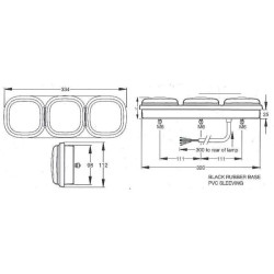 Galinis šviesos diodas, stačiakampis, 12/24V, baltas/gintaras/raudonas, užsukamas, Britax L1300LDV