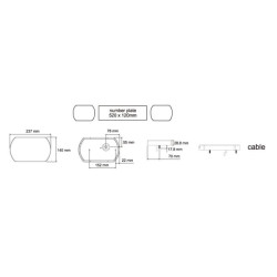 Galinis žibintas RH LED, 9/10.3W, stačiakampis, 12/24V, balta/raudona/geltona/mėlyna, užsukamas, 237x29x140mm, 47 LED LA260120