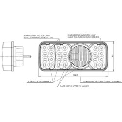 Daugiafunkcis galinis žibintas LED, stačiakampis, 12-24V, 200,5x85x40mm, Kramp LA40029