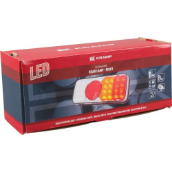 Daugiafunkcinis galinis dešinės šviesos diodas, stačiakampis, 12-24V, 200,5x85x40mm, 5 kontaktų, Kramp LA40032
