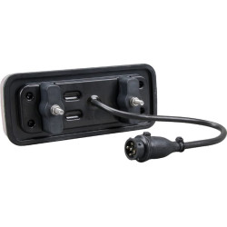 Daugiafunkcis galinis KŠ žibintas LED, stačiakampis, 12-24V, 200,5x85x40mm, 5 kontaktų, Kramp LA40036