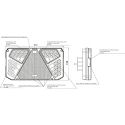 Daugiafunkcinis galinis dešinės šviesos diodas, stačiakampis, 12-24V, 242x134x36,5 mm, Kramp LA40005
