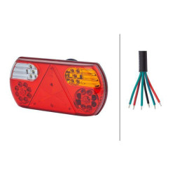 Galinis žibintas RH LED, stačiakampis, 12V, raudonas/gintaras/skaidrus, užsukamas, 296x45x142mm, Hella ValueFit 2VP357016021