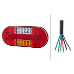 Galinis RH LED žibintas, stačiakampis, 10/30V, raudonas/gintaras/baltas, užsukamas, 323x38x134mm, Hella ValueFit 2VP357017021