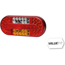 Galinis RH LED žibintas, stačiakampis, 10/30V, raudonas/gintaras/baltas, užsukamas, 323x38x134mm, Hella ValueFit 2VP357017021